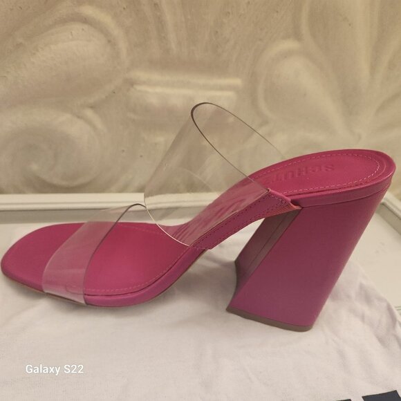Schutz Pink Leather Block Heels. NWT. Size 8.5 - Picture 6 of 10